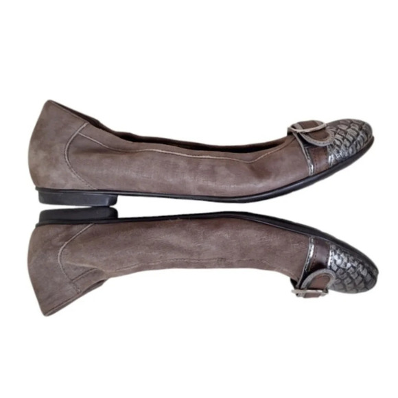 AGL Suede Ballet Flats Italy Neutral Taupe Business Casual Professional EU 41.5 - Picture 4 of 7